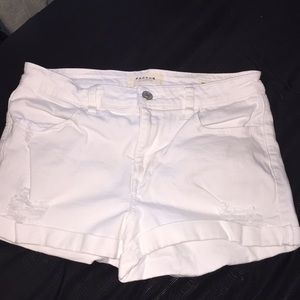 Ripped white jean shorts